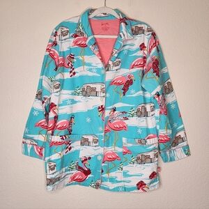 Nick & Nora Camper and Flamingo Christmas Pajama Set XXL